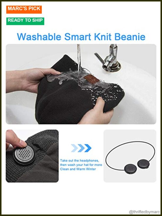 Bluetooth Beanie Cap Wireless Knit Winter Hat with Mic Stereo Speakers